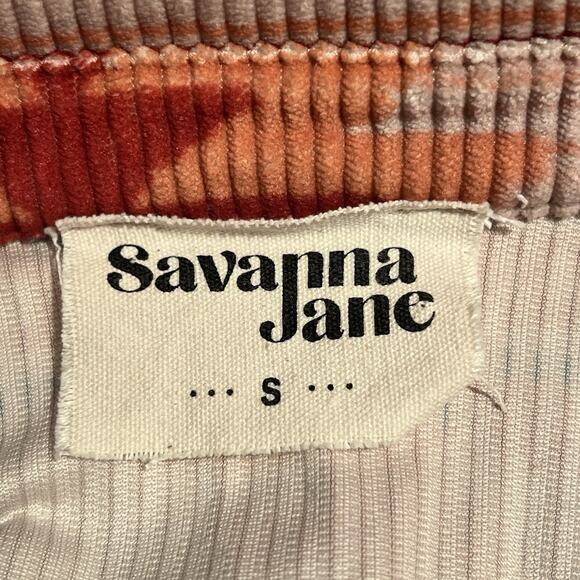 Savanna Jane Aztec Print Corduroy Shacket Size Small Pockets Orange Red Blue - Picture 6 of 11